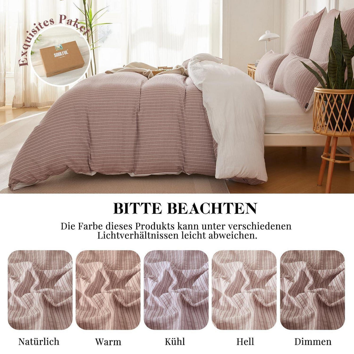 Bettwäsche-Set 135x200 Baumwolle Staubrosa, 4-teilig Jacquard