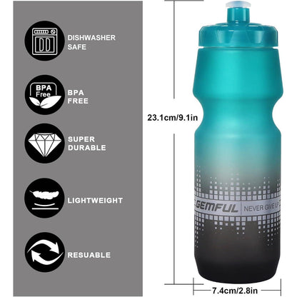 GEMFUL Fahrrad Trinkflaschen Set 2x 750ml mit Halter Schwarzweiß/Grünschwarz