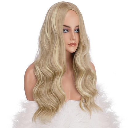 Lange Lockige Perücke Dreckiges Blond 60cm – Mittelscheitel