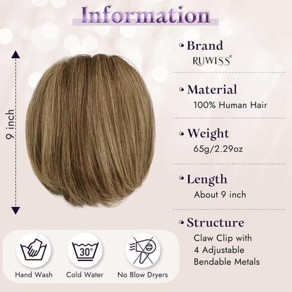 Echthaar Pferdeschwanz Extension mit Klammer, 22cm, Braun mit Highlights