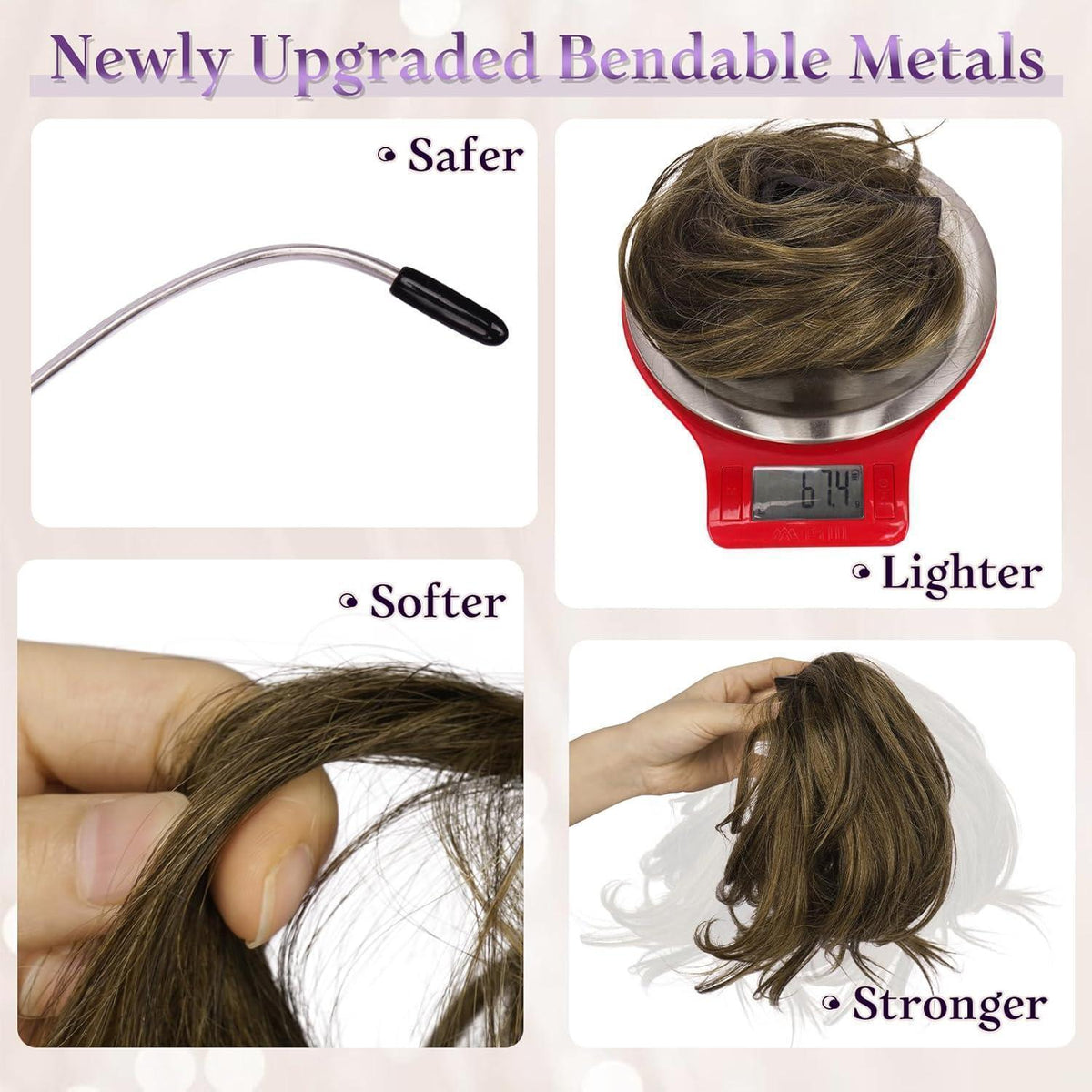 Echthaar Pferdeschwanz Extension mit Klammer, 22cm, Braun mit Highlights