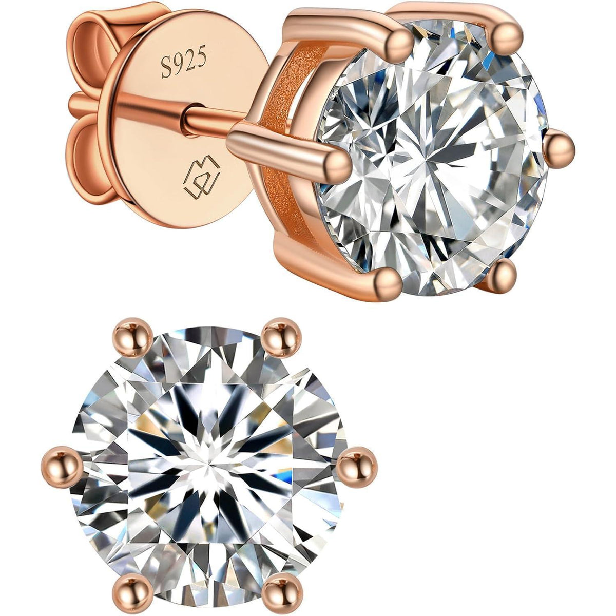 Moissanit Ohrstecker 585 Roségold 1 Karat hypoallergen Geschenk für Frauen