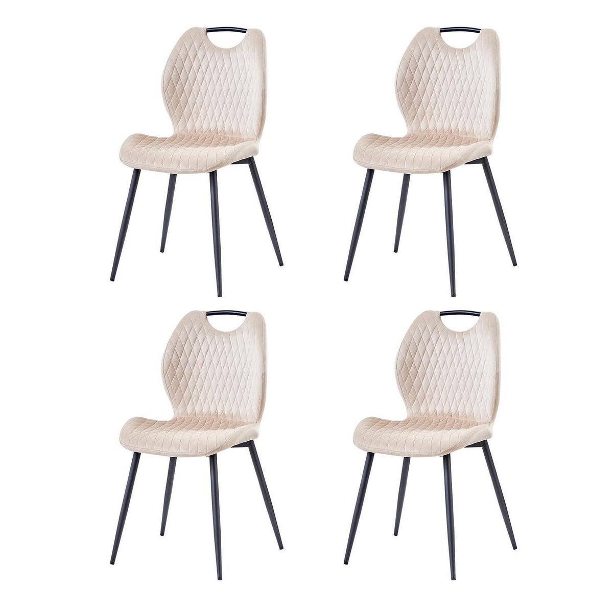 Beige Esszimmerstühle 4er-Set mit Stoff & Metallbeinen