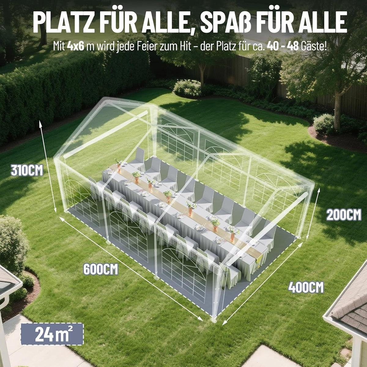 Pavillon 4x6m mit Seitenwänden – Dein Partyzelt für Grill & mehr