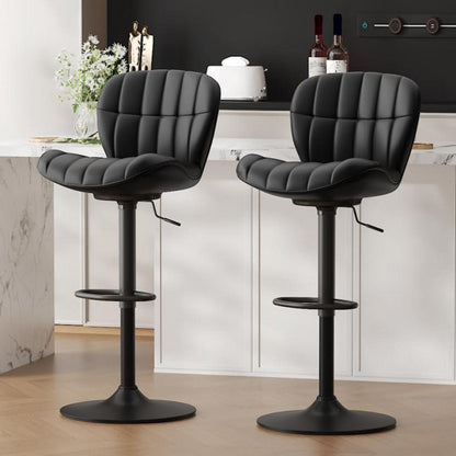 Barhocker Set 2x, Höhenverstellbar, Schwarz in Lederoptik