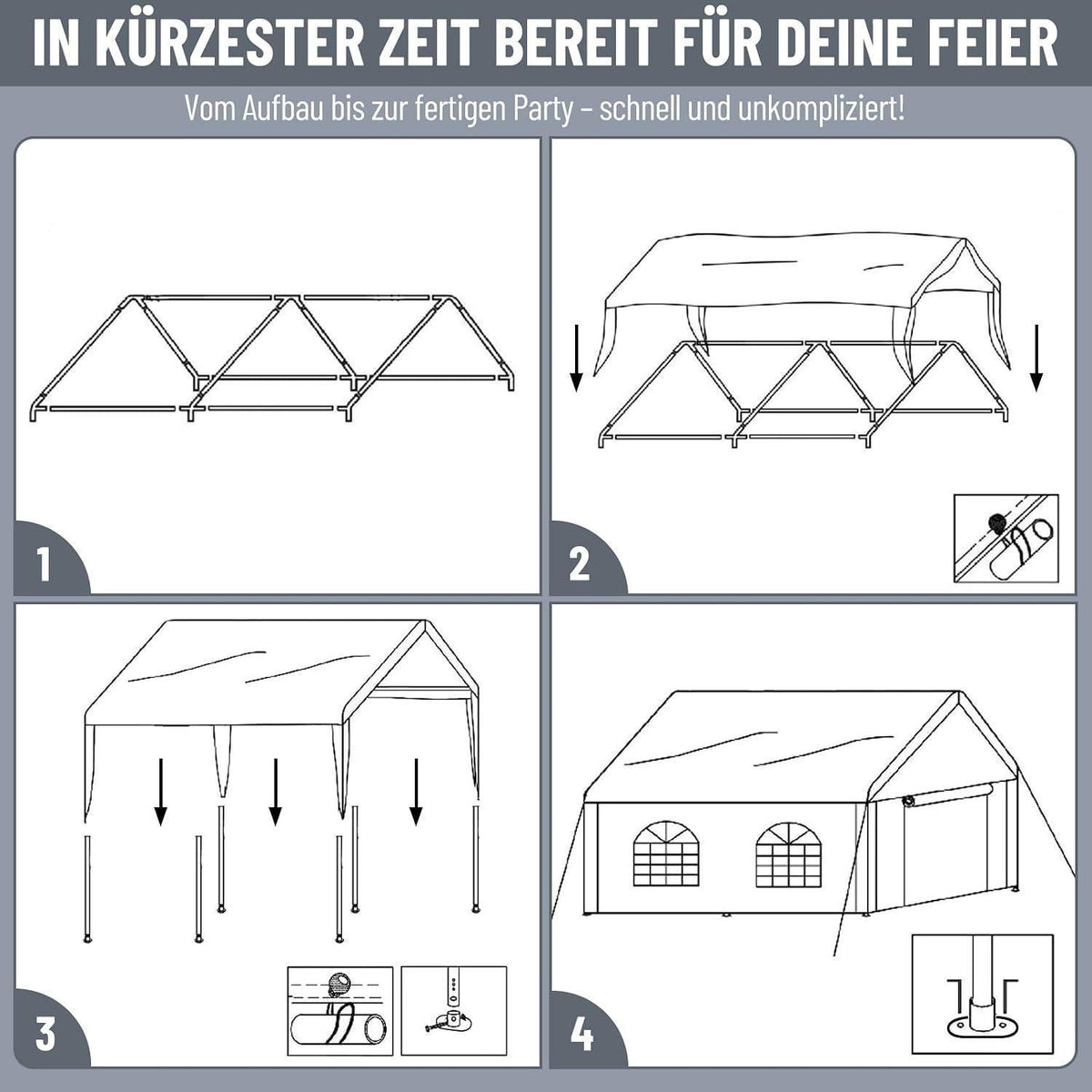 Pavillon 3x4m mit Seitenwänden – Dein Partyzelt für Grill & mehr