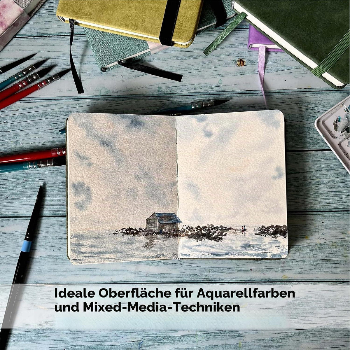 Aquarell Skizzenbuch 19x13 cm, 24 Blatt, 300g Baumwolle