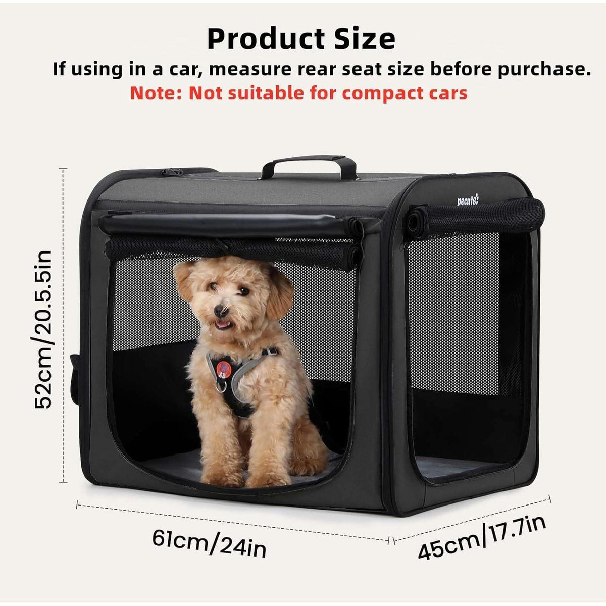 Faltbare Hundebox 61x52x45cm – Atmungsaktiv & Sicher für Reisen