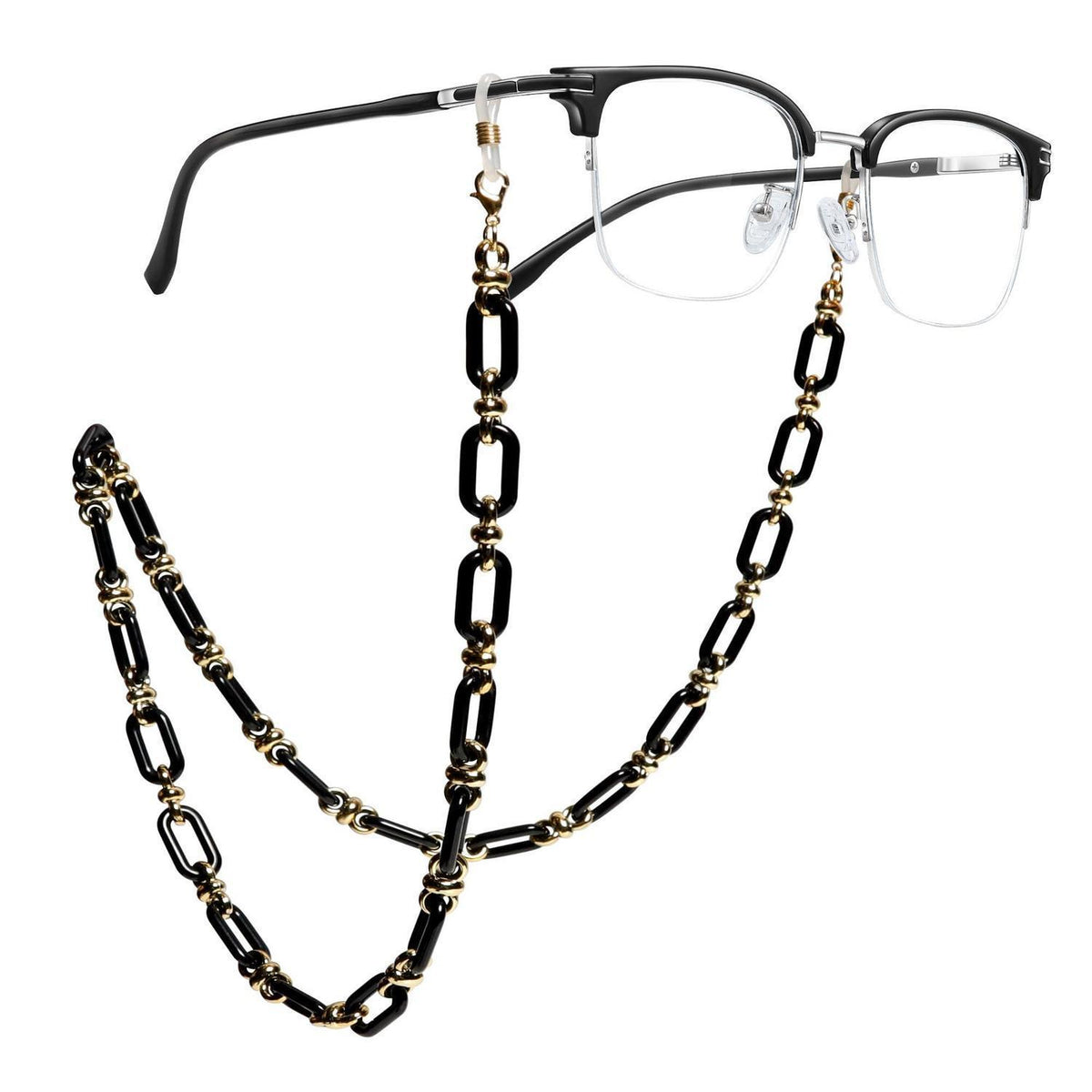Brillenkette Schwarz Acryl – Damen Anti Verlust Maske & Halteband