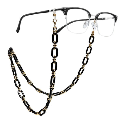 Brillenkette Schwarz Acryl – Damen Anti Verlust Maske & Halteband