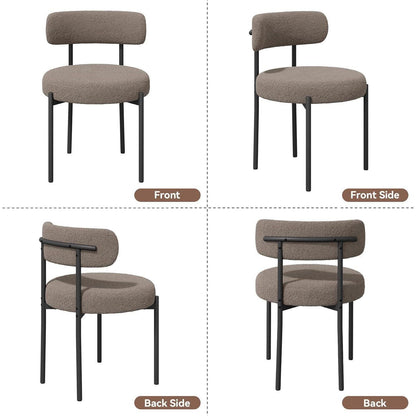 Esszimmerstühle 4er Set Bouclé Grau-Braun Mid-Century Modern
