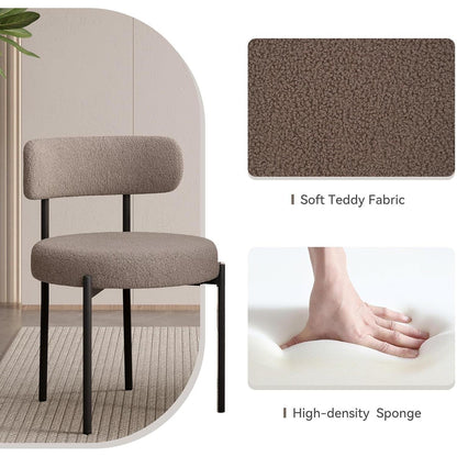 6 Esszimmerstühle Grau-Braun | Bouclé Stoff, Mid-Century Design