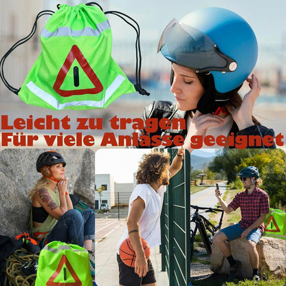 Helmtasche mit Kordelzug – Fluoreszierend & Warndreieck