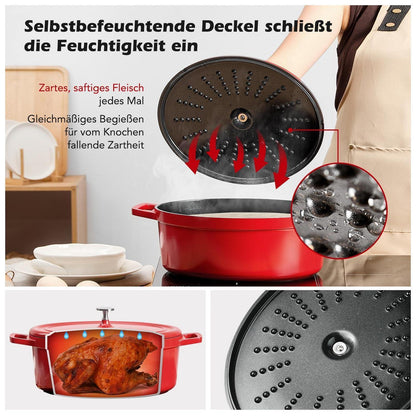Ovaler Bräter mit Deckel – 31 cm, 6,3 L, Aluguss