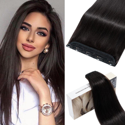 Echthaar Clip-in Extension Schwarz 55cm – Volumenset