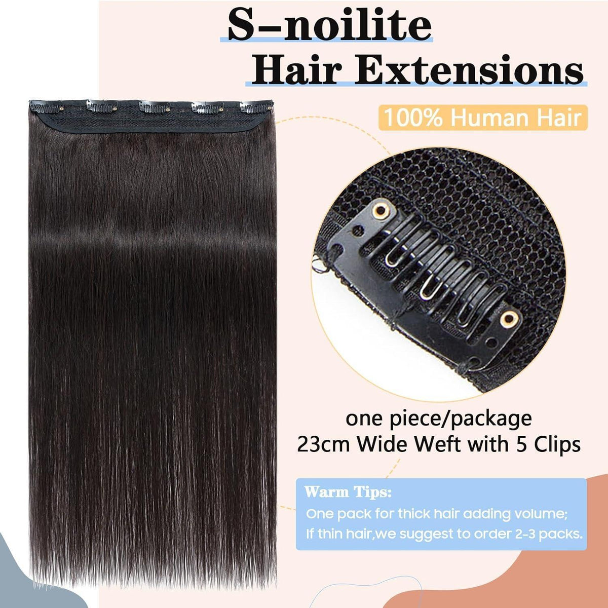 Echthaar Clip-in Extension Schwarz 55cm – Volumenset