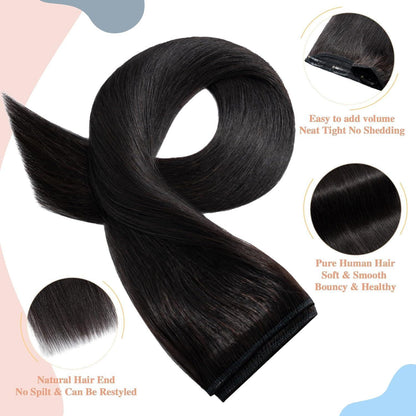 Echthaar Clip-in Extension Schwarz 55cm – Volumenset
