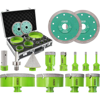 Diamant Fliesenbohrer Set 14tlg. 6-125mm mit Trennscheibe