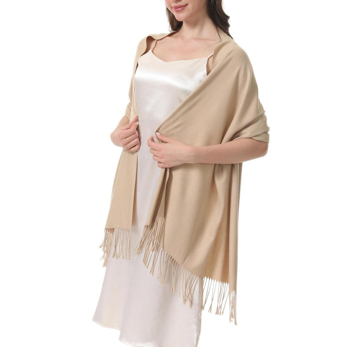 Pashmina Schal Damen Festliche Stola für Abendkleid Beige