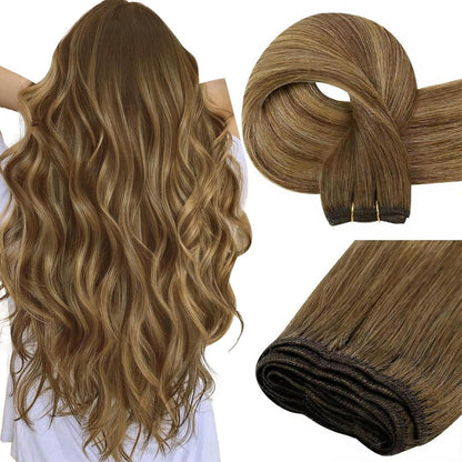 Echthaar Tressen Balayage Braun Ombre Blond 30cm