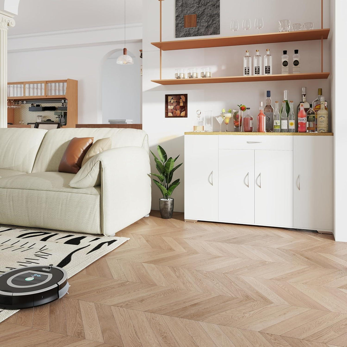 Weiße Kommode mit Anti-Kipp-Sicherung | Schmaler Schrank für Schlafzimmer & Flur
