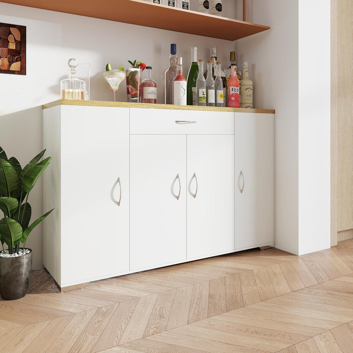 Weiße Kommode mit Anti-Kipp-Sicherung | Schmaler Schrank für Schlafzimmer & Flur