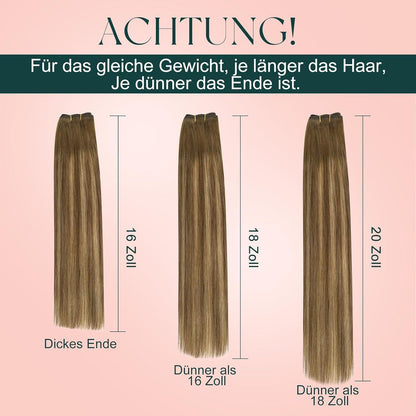 Echthaar Tressen Ombre Braun 40cm – Remy Haarverlängerung