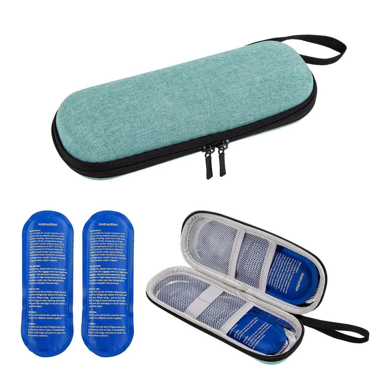 Insulin Kühltasche mit 2 Kühlakkus – Diabetes Reisebox für Spritzen