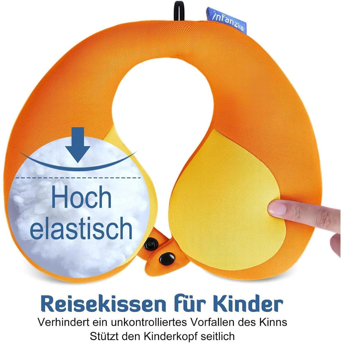 Kinder Reisekissen Nackenkissen U-Form Orange