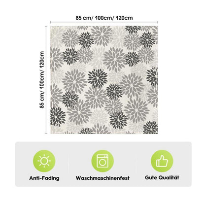 Tischdecke Grau Dahlie Blumenmuster 120x120 cm Herbst Dekor