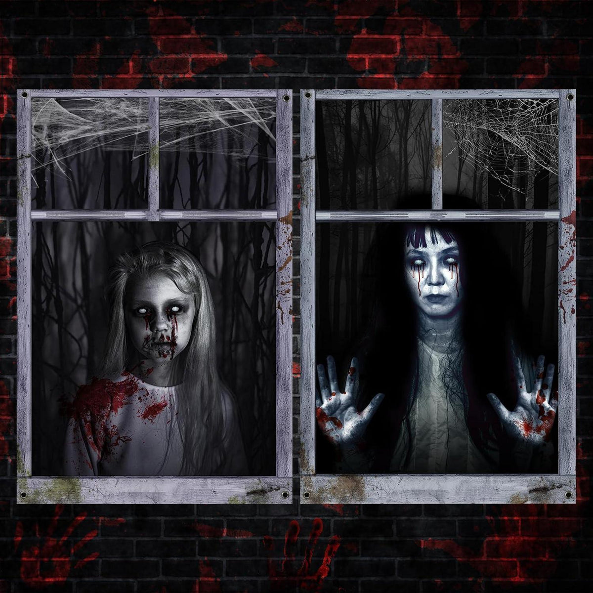 Halloween Fensterdeko 2er Set – Gruselige Geister für Haus & Garten