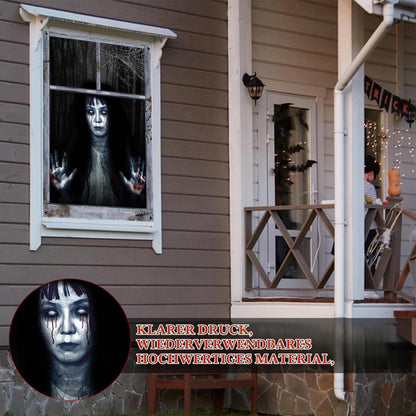 Halloween Fensterdeko 2er Set – Gruselige Geister für Haus & Garten