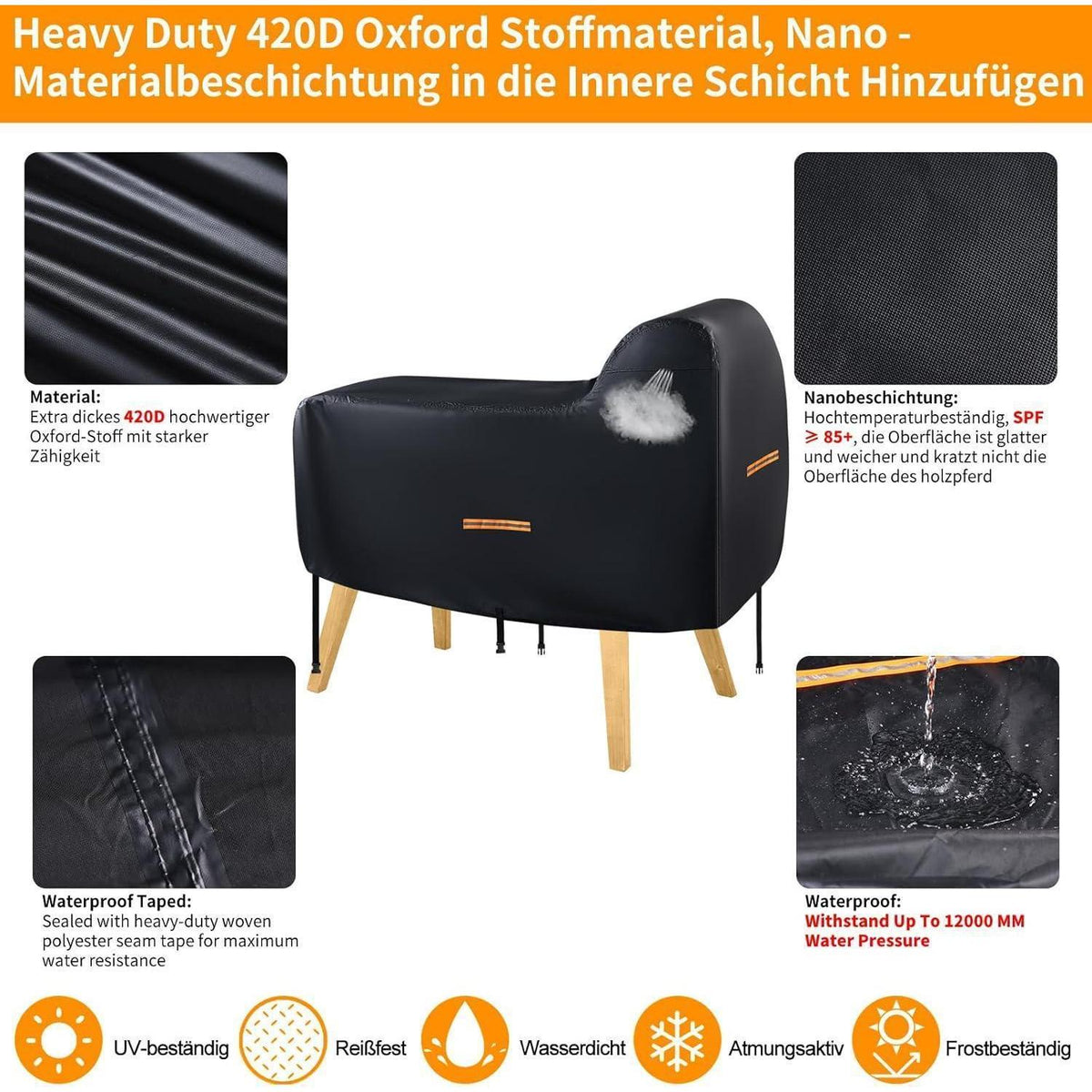 Holzpferd Abdeckung 420D Wasserdicht & UV-Schutz