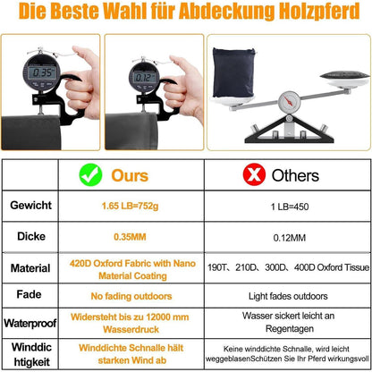Holzpferd Abdeckung 420D Wasserdicht & UV-Schutz