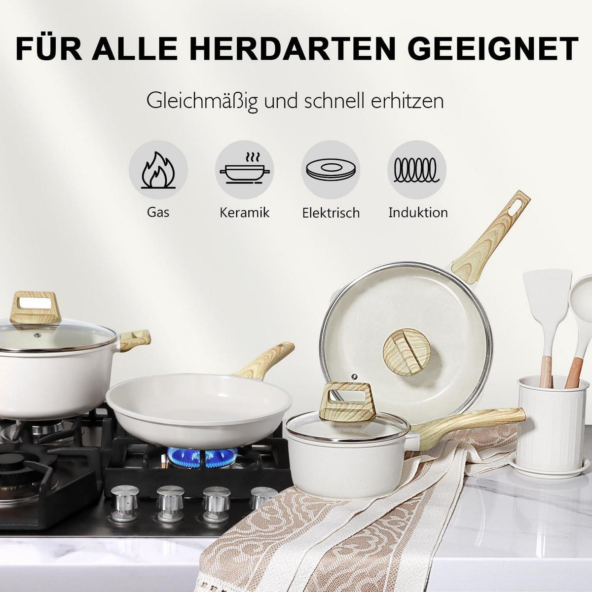 17-teiliges Antihaft-Kochgeschirr Set für Alle Herde