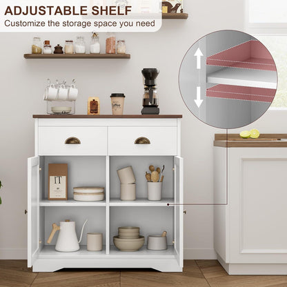 Weißes Sideboard mit 2 Türen & 2 Schubladen – 80x40x90cm