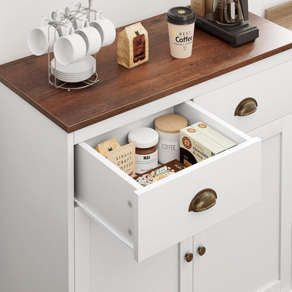 Weißes Sideboard mit 2 Türen & 2 Schubladen – 80x40x90cm