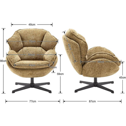 Drehbarer Ohrensessel Chenille – Bequemer Loungesessel Gelb