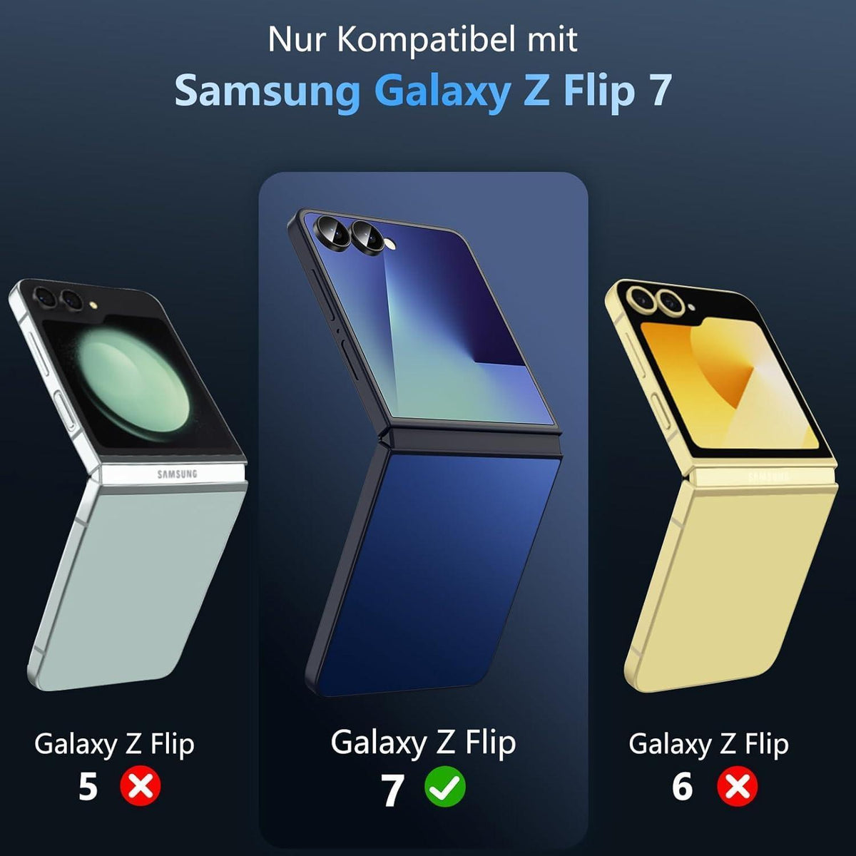 Schutzhülle für Galaxy Z Flip 7, Militärschutz, Schwarz
