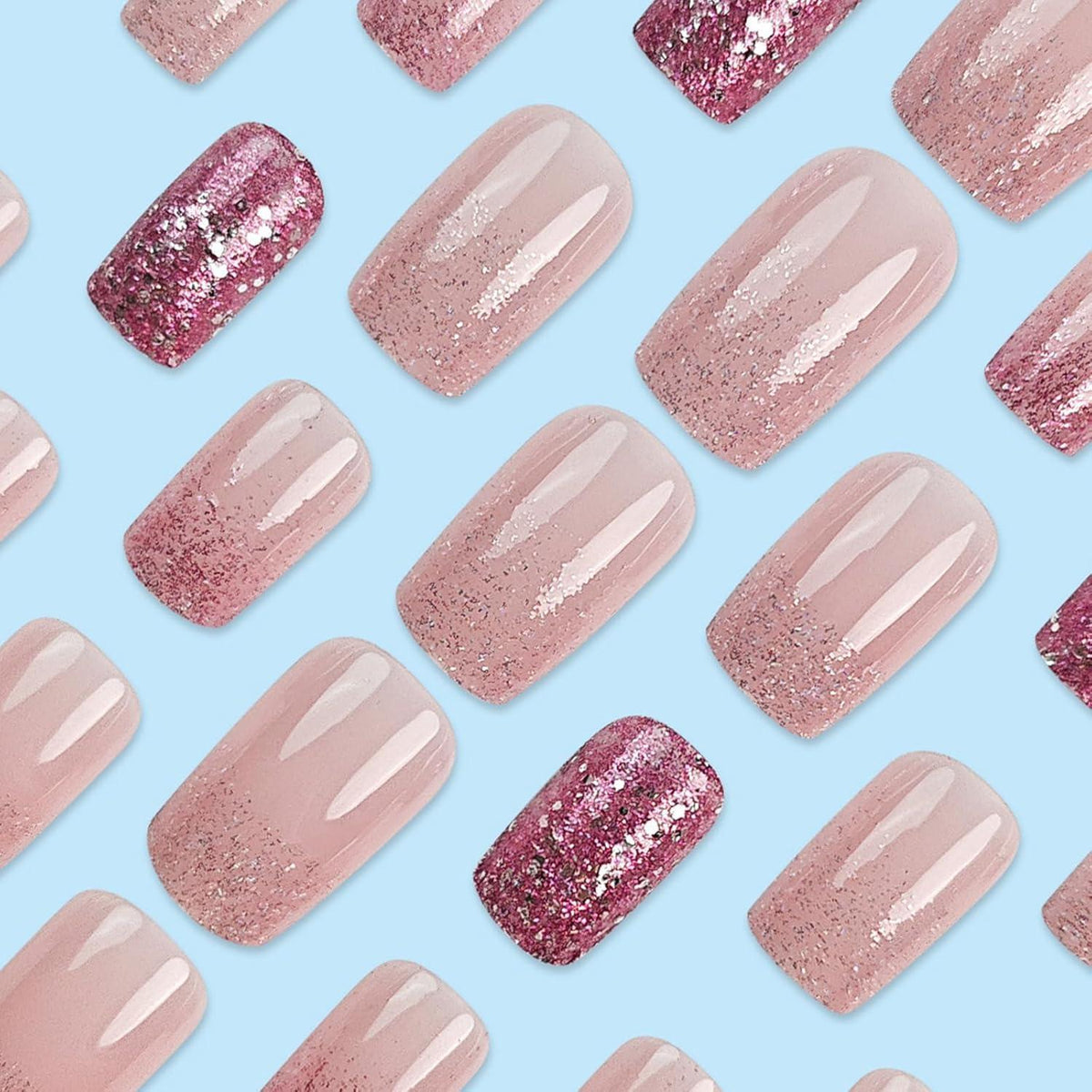 Nägel zum Aufkleben Pink Farbverlauf – French Tip Press On Nails