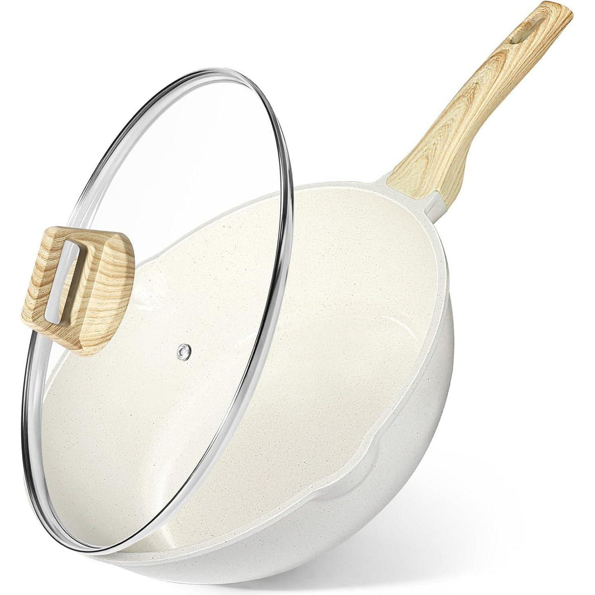 Bratpfanne mit hohem Rand, 30 cm, 5L, Antihaft, Glasdeckel, Induktion