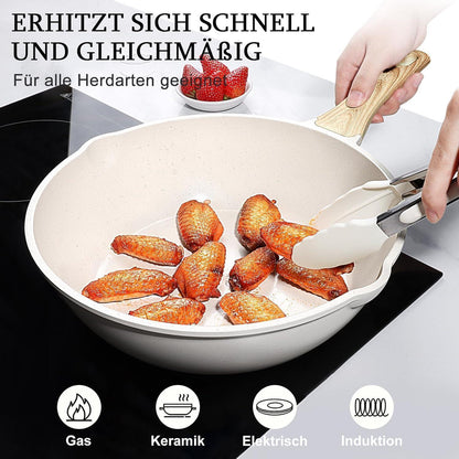 Bratpfanne mit hohem Rand, 30 cm, 5L, Antihaft, Glasdeckel, Induktion