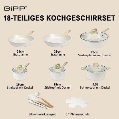 18-teiliges Antihaft-Kochgeschirr-Set | PFAS-frei & Spülmaschinenfest
