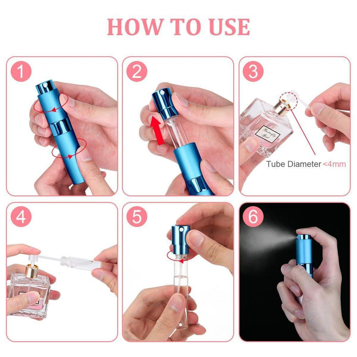 Mini Parfümzerstäuber 3er Set 10ml Nachfüllbar Reise Sprühflasche
