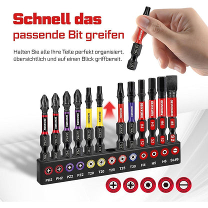 13tlg. Schlagfester Schrauber Bit Satz 50mm, Farbcode MIX