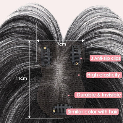 Haartopper Echthaar Schwarz mit Wispy Pony – Clip-In für Dünnes Haar