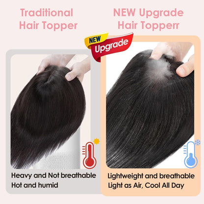 Haartopper Echthaar Schwarz mit Wispy Pony – Clip-In für Dünnes Haar