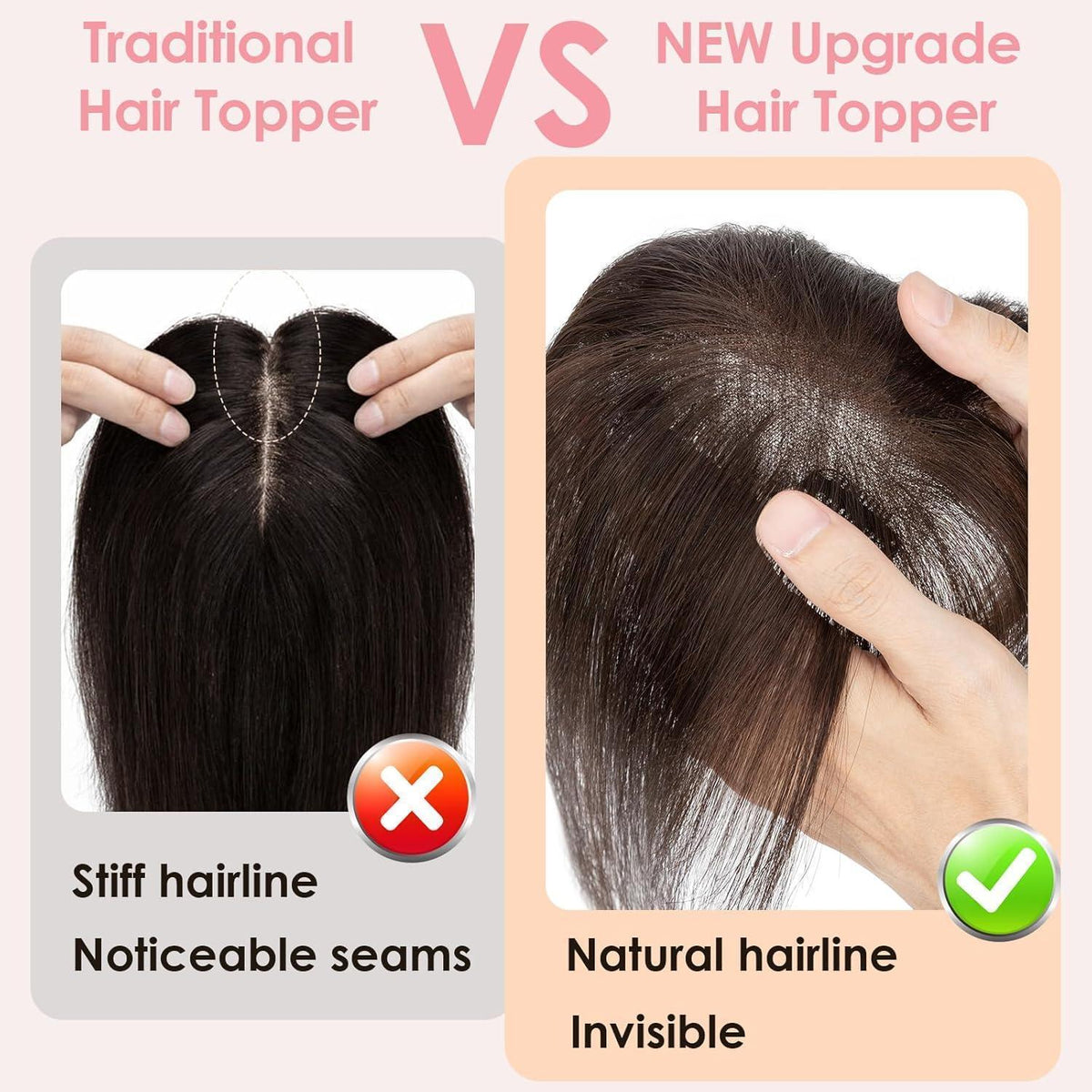 Dunkelbrauner Haar Topper mit Wispy Pony – Echthaar Haarteil