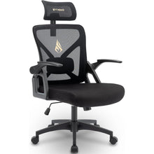 Ergonomischer Bürostuhl mit Kopfstütze und Lordosenstütze, Schwarz