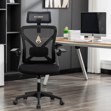 Ergonomischer Bürostuhl mit Kopfstütze und Lordosenstütze, Schwarz